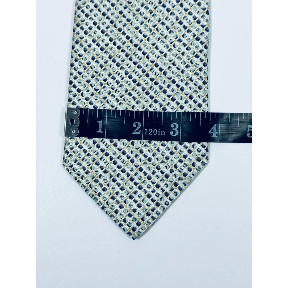 Robert Talbott Tie Blue Green Geometric Silk Necktie Classic Preppy‎ Made in USA